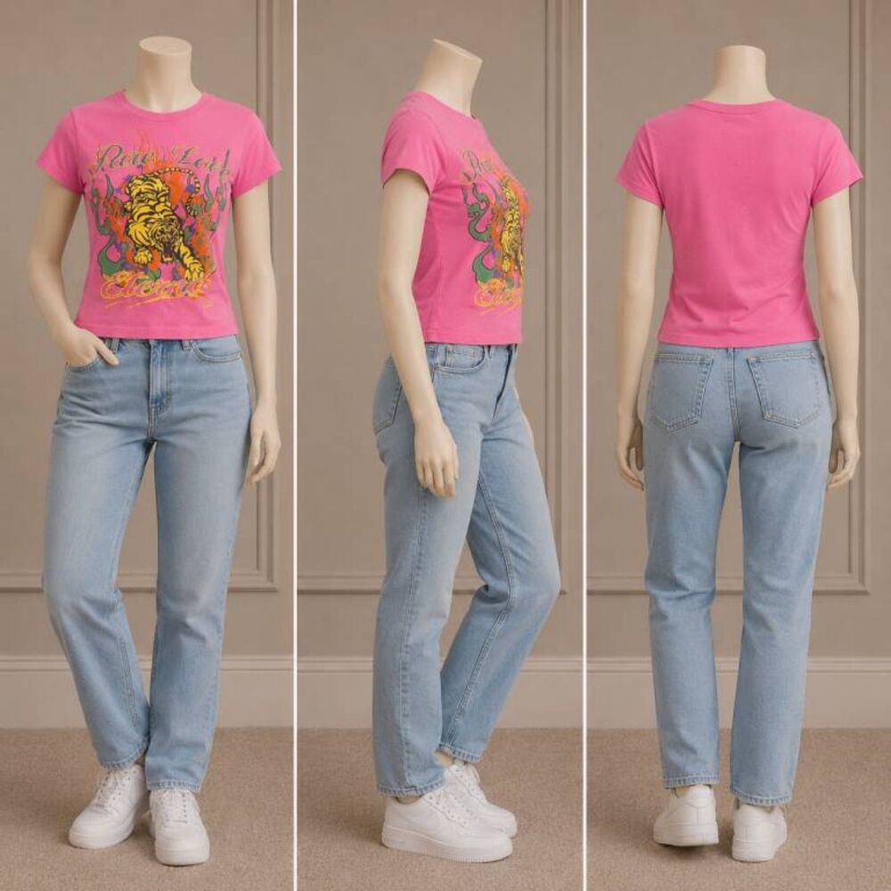 Urban Outfitters Pink Tiger Graphic Tee Pure Love Eternal Womens